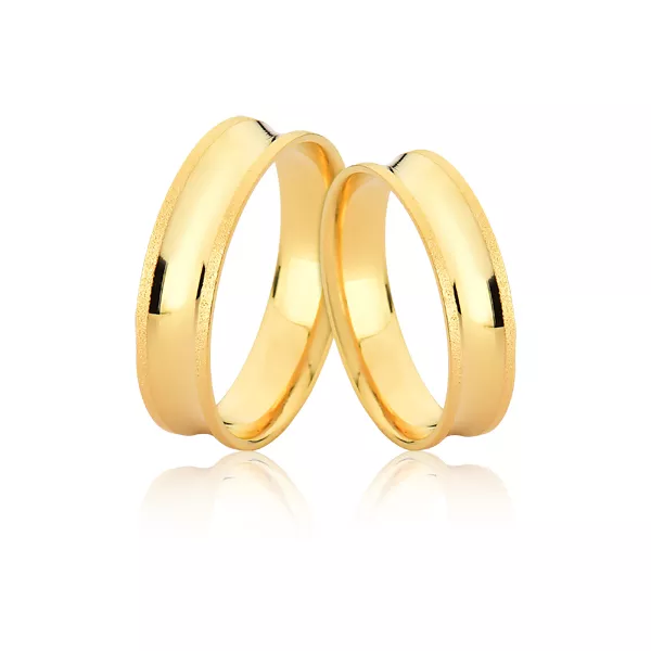Alianças Côncava de Ouro Amarelo 18k - FA-1191 - Fábrica das Alianças