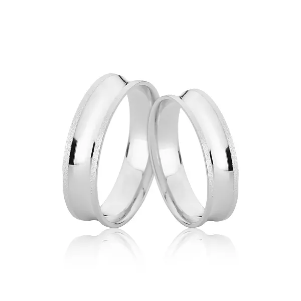 Alianças Côncava De Ouro Branco - FA-1191-B-10K - Fábrica das Alianças