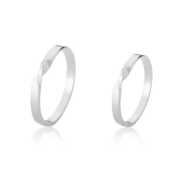 Alianças Torcidas em Ouro Branco 18k - FA-2502-B - Fábrica das Alianças