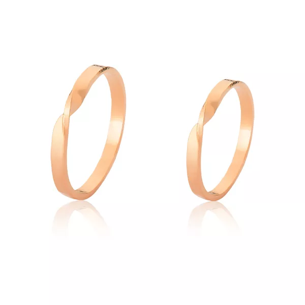Alianças Torcida em Ouro Rose 18k 