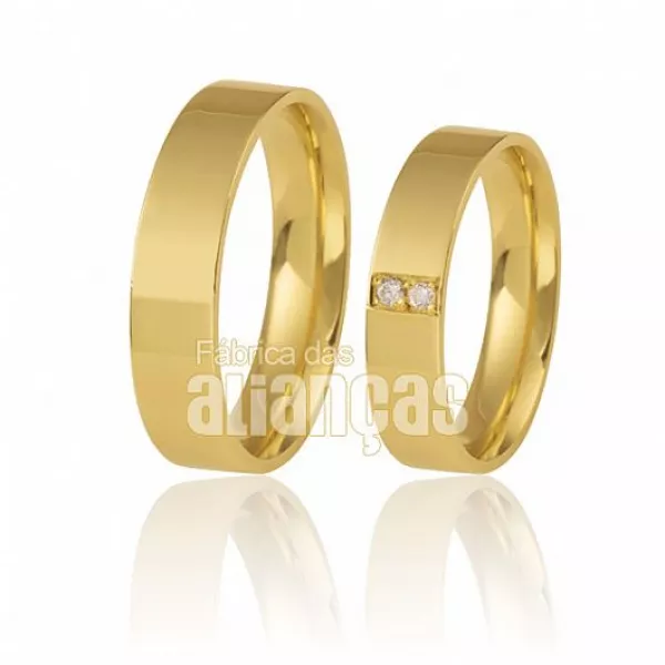 Alianças de Casamento com Diamantes - FA-298 - Fábrica das Alianças