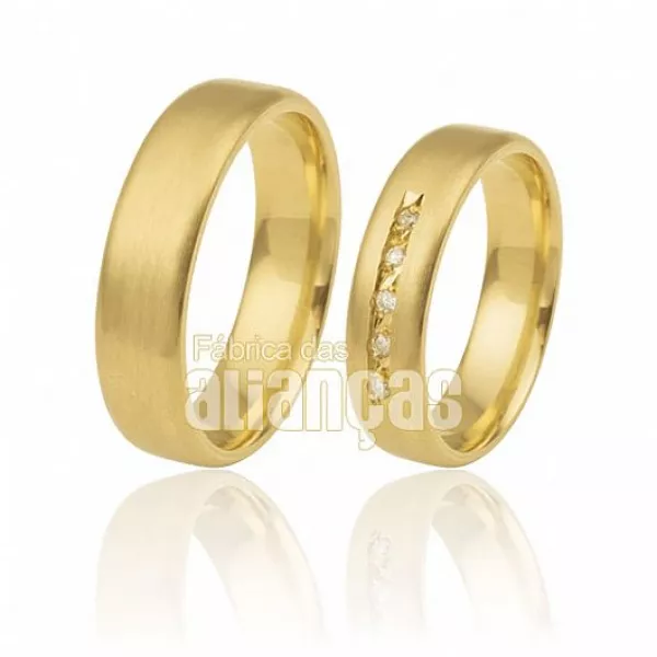Alianças de Noivado com Diamantes - FA-294 - Fábrica das Alianças