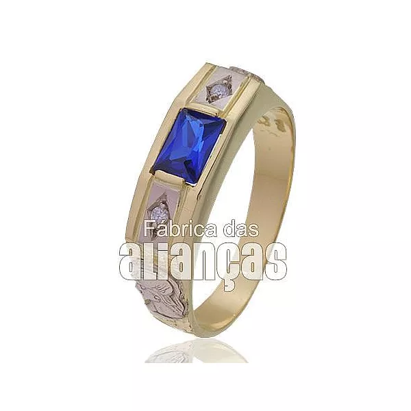 Anel De De Formatura Em Ouro 18k Masculino - FA-028-Z - Fábrica das Alianças