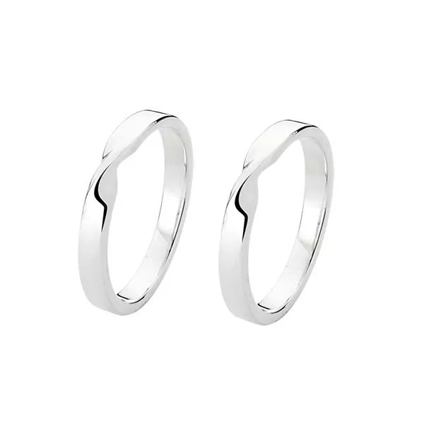 Aliança de Laço em Ouro Branco18k - FA-1198-B - Fábrica das Alianças