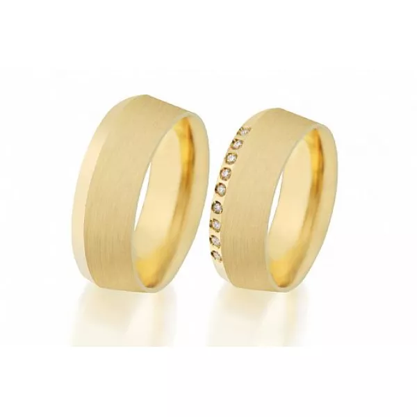 Alianças Escovadas com Diamantes na Lateral - FA-501 - Fábrica das Alianças