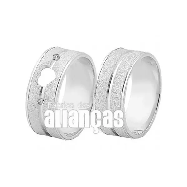 Aliança em Prata com Coração - FA-AG-1155-Z - Fábrica das Alianças