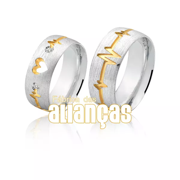  Alianças em Prata Com Coração Vazado - FA-AG-4005 - Fábrica das Alianças