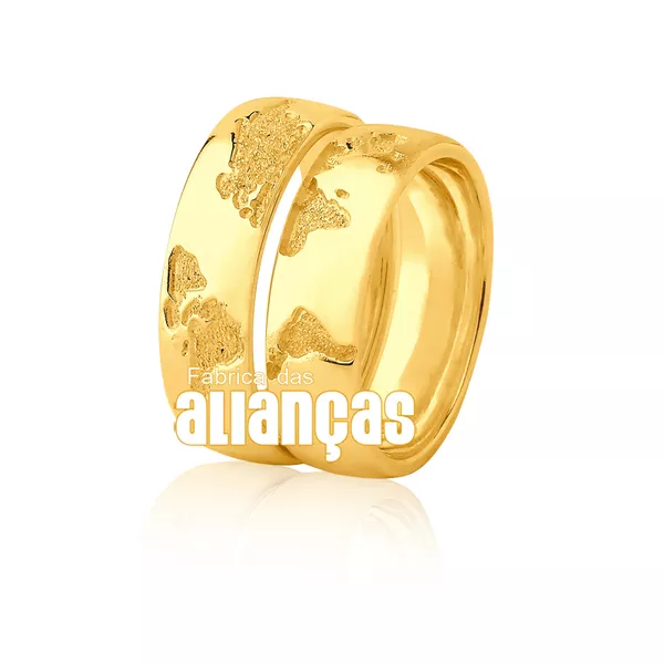 Alianças De Casamento Em Ouro - FA-1061-V - Fábrica das Alianças