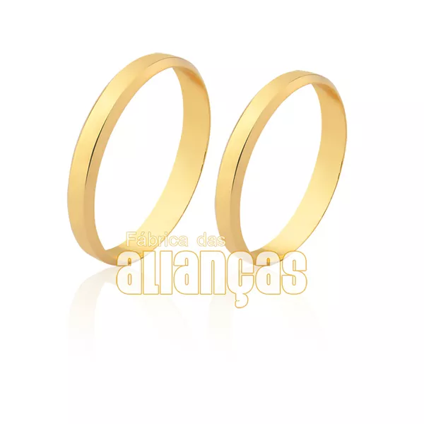 Alianças De Casamento Em Ouro - FA-1614-V - Fábrica das Alianças