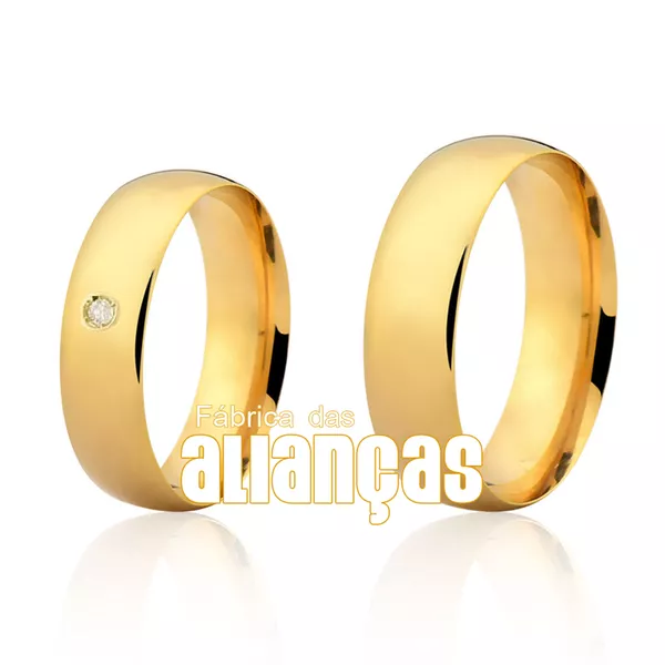 Par De Alianças De Ouro Amarelo 18k - FA-164-2-Z - Fábrica das Alianças