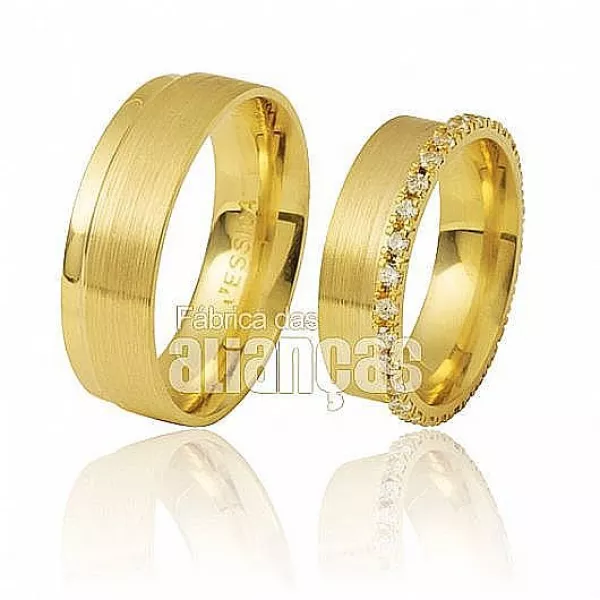 Alianças de Noivado e Casamento em Ouro Amarelo 18k 0,750