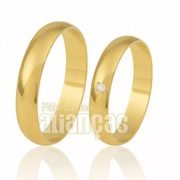 Alianças De Casamento De Ouro 18k - FA-41 - Fábrica das Alianças