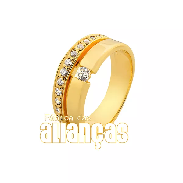 Aparador Para Aliança De Noivado e Casamento Em Ouro 18k 0,750 Fa-814-u - FA-814-U - Fábrica das Alianças