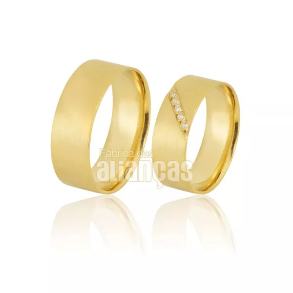 Alianças De Noivado De Ouro 18k - FA-889 - Fábrica das Alianças