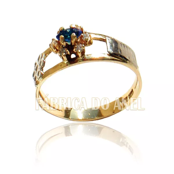 Anel De Formatura Feminino Em Ouro Amarelo 18k 0,750 - FA-115-Z - Fábrica das Alianças
