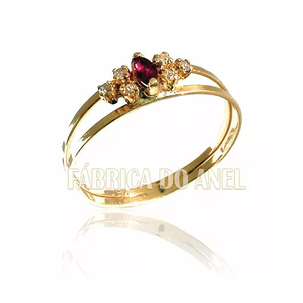 Anel De Formatura Feminino Em Ouro Amarelo 18k 0,750 Fa-153-z - FA-153-Z - Fábrica das Alianças