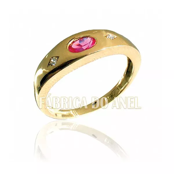 Anel De Formatura Feminino Em Ouro Amarelo 18k 0,750 Fa-159-z - FA-159-Z - Fábrica das Alianças