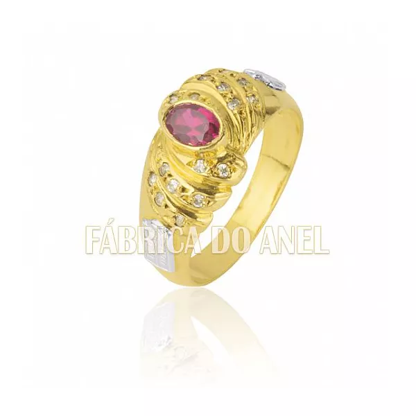 Anel De Formatura Feminino Em Ouro Amarelo 18k 0,750 Fa-169-z - FA-169-Z - Fábrica das Alianças