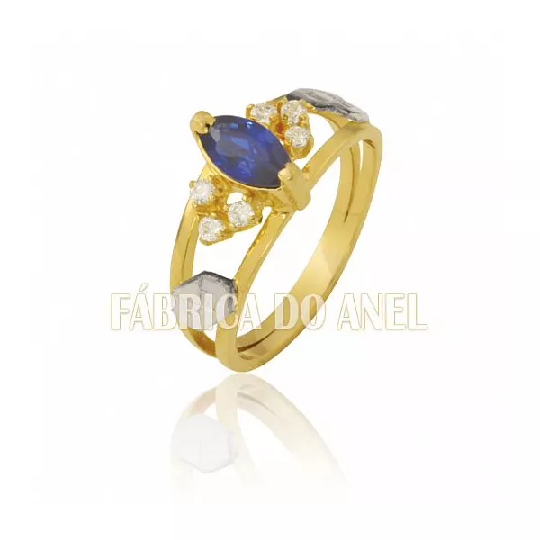 Anel De Formatura Feminino Em Ouro Amarelo 18k 0,750 Fa-170-z - FA-170-Z - Fábrica das Alianças