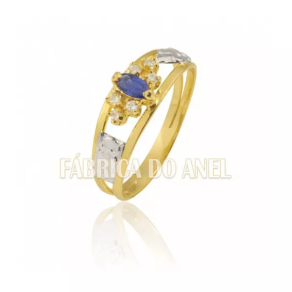 Anel De Formatura Feminino Em Ouro Amarelo 18k 0,750 - FA-173-Z - Fábrica das Alianças
