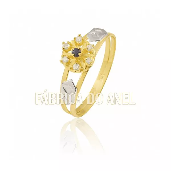Anel De Formatura Feminino Em Ouro Amarelo 18k 0,750 Fa-179-z - FA-179-Z - Fábrica das Alianças