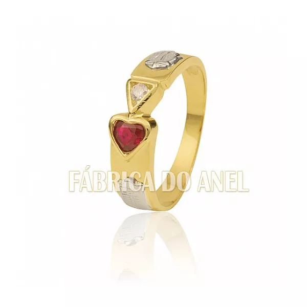 Anel de Formatura Feminino em Ouro Amarelo 18k - FA-184-Z - Fábrica das Alianças