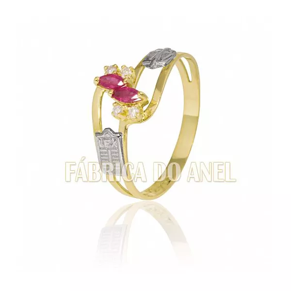 Anel De Formatura Feminino Em Ouro Amarelo 18k 0,750 Fa-192-z - FA-192-Z - Fábrica das Alianças