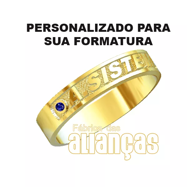 Anel De Formatura De A. De Sistema Em Ouro Amarelo 18k 0,750 Fa-1001-n - FA-1001-N - Fábrica das Alianças