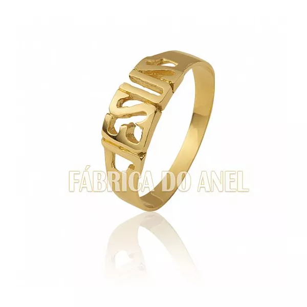 Anel Jesus em Ouro 18k - AN-01 - Fábrica das Alianças