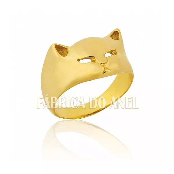 Anel Rosto de Gato em Ouro 18k - AN-03 - Fábrica das Alianças