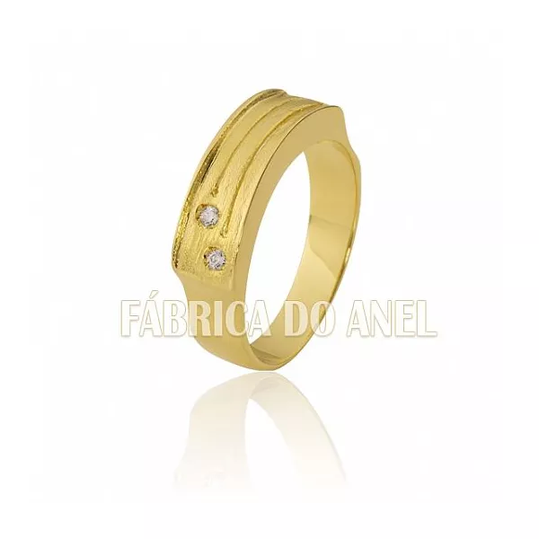 Anel de Ouro 18k com Diamantes - AN-04 - Fábrica das Alianças
