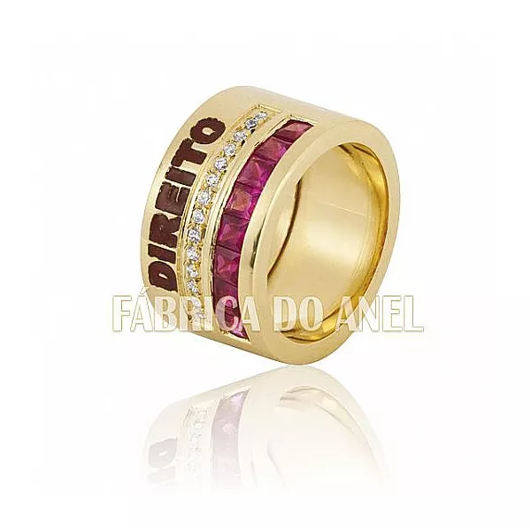 Anel De Formatura De Direito Em Ouro 18k - FA-621 - Fábrica das Alianças
