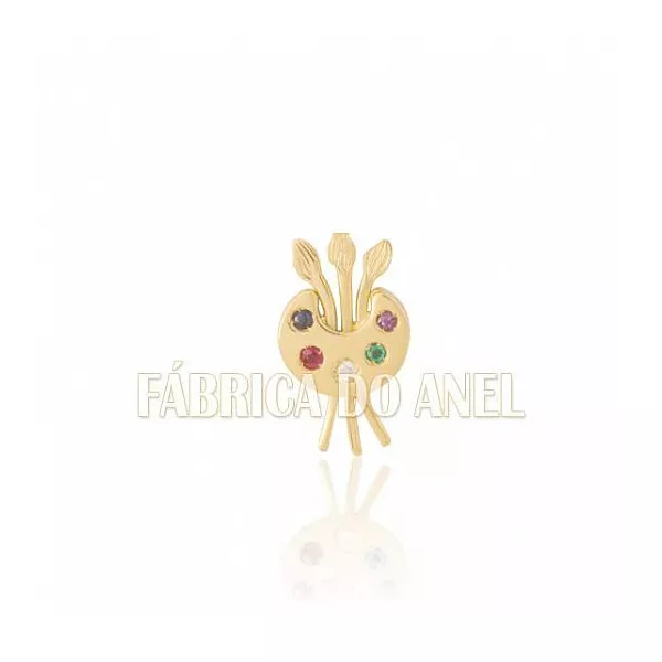 Boton De Formatura De Artes Em Ouro Amarelo 18k 0,750 B-213 - B-213 - Fábrica das Alianças