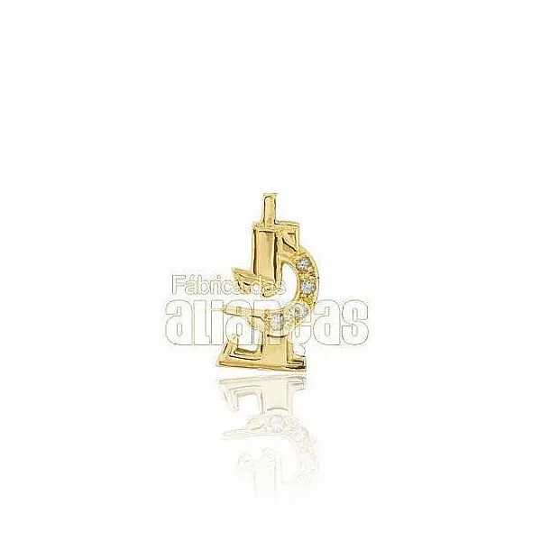 Boton De Formatura De Biologia Em Ouro Amarelo 18k 0,750 B-215 - B-215 - Fábrica das Alianças