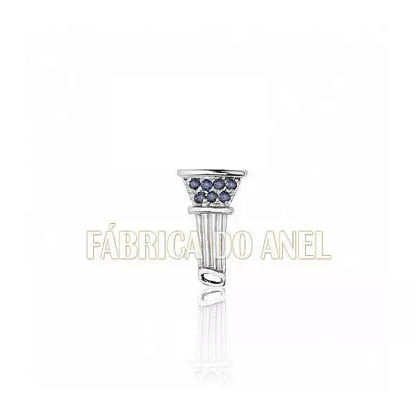 Boton De Formatura De Arquitetura Em Ouro Branco 18k 0,750 B-204-b - B-204-B - Fábrica das Alianças