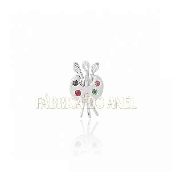 Boton De Formatura De Artes Em Ouro Branco 18k 0,750 B-213-b - B-213-B - Fábrica das Alianças