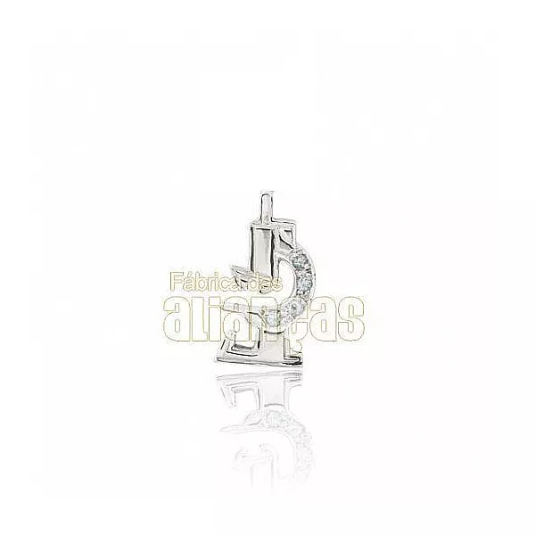 Boton De Formatura De Biologia Em Ouro Branco 18k 0,750 B-215-b - B-215-B - Fábrica das Alianças