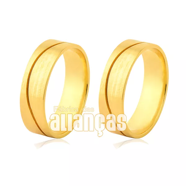 Alianças De Ouro 18k Estilizadas - FA-1062 - Fábrica das Alianças