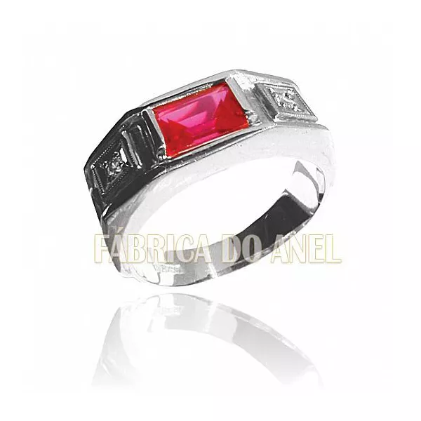 Anel De Formatura Masculino Em Ouro Branco 18k 0,750 Fa-006-z-b - FA-006-Z-B - Fábrica das Alianças