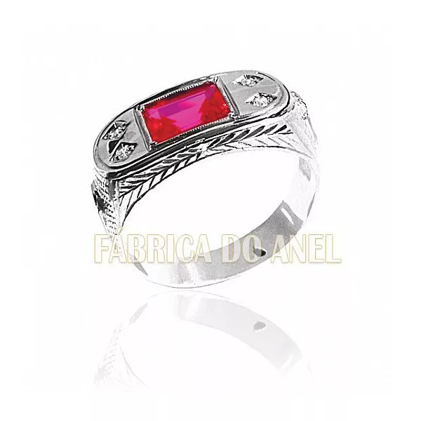 Anel De Formatura Masculino Em Ouro Branco 18k 0,750 Fa-011-z-b
