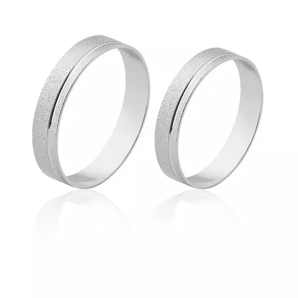  Alianças De Casamento Diamantadas Em Ouro 18k - FA-1548-B - Fábrica das Alianças