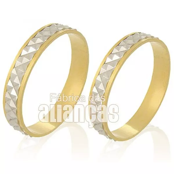 Alianças para Bodas de Prata em Ouro Amarelo 18K - FA-230 - Fábrica das Alianças