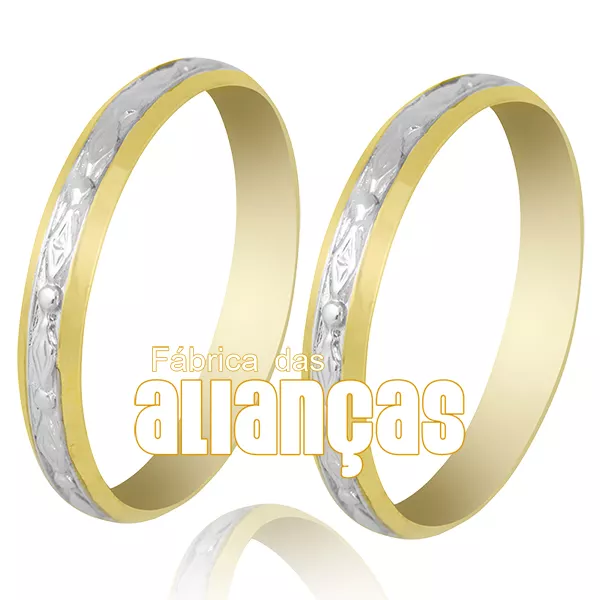 Alianças De Bodas Em Ouro Amarelo 18k - FA-239 - Fábrica das Alianças