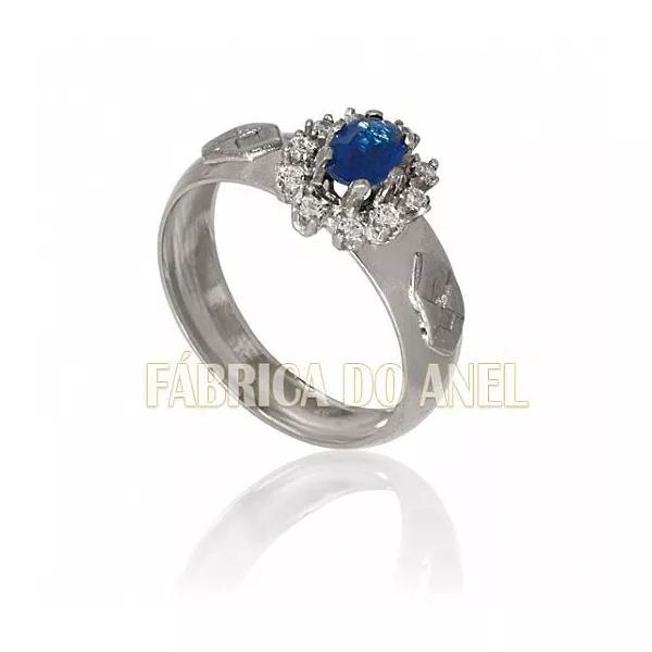 Anel De Formatura Feminino Em Ouro Branco 18k 0,750 Fa-243-z-b - FA-243-Z-B - Fábrica das Alianças