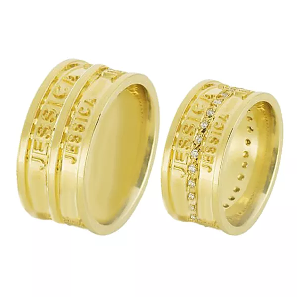 Par De Alianças De Ouro Amarelo 18k - FA-599-Z - Fábrica das Alianças