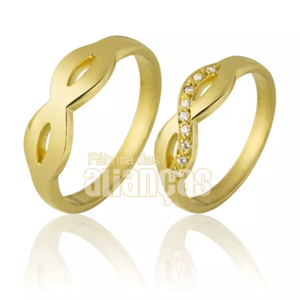 Alianças Do Infinito Em Ouro 18k Com Diamantes - FA-728 - Fábrica das Alianças