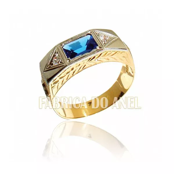 Anel De Formatura Masculino Em Ouro Amarelo 18k 0,750 Fa-005-n - FA-005-N - Fábrica das Alianças