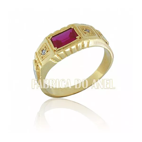 Anel De Formatura Masculino Em Ouro Amarelo 18k 0,750 Fa-022-n - FA-022-N - Fábrica das Alianças