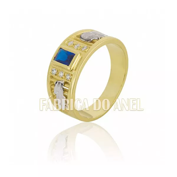 Anel De Formatura Em Ouro Amarelo 18k 0,750 Fa-a-40-z - FA-A-40-Z - Fábrica das Alianças