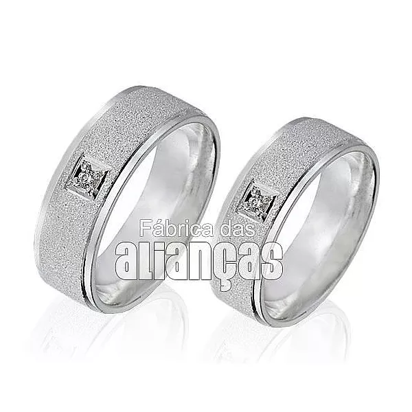 Aliança em Prata com Zircônias - FA-AG-015 - Fábrica das Alianças